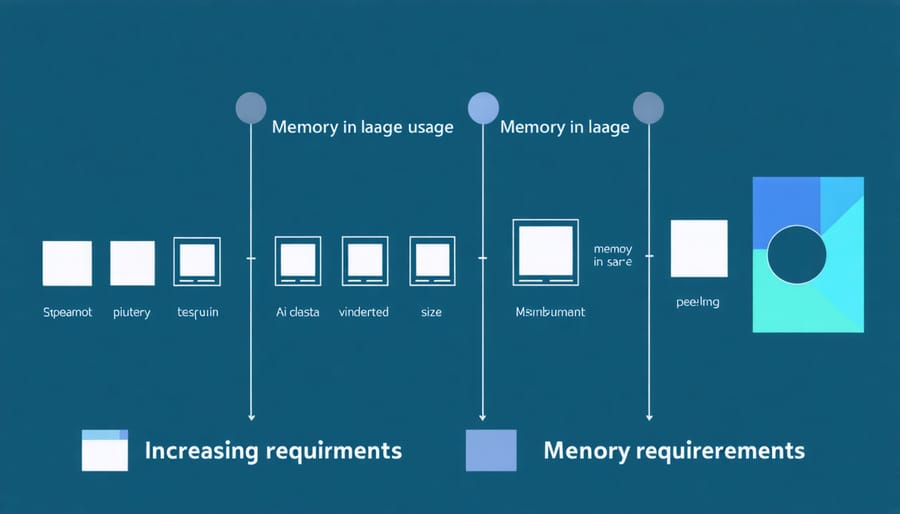 Graph showing exponential relationship between model parameters and memory requirements