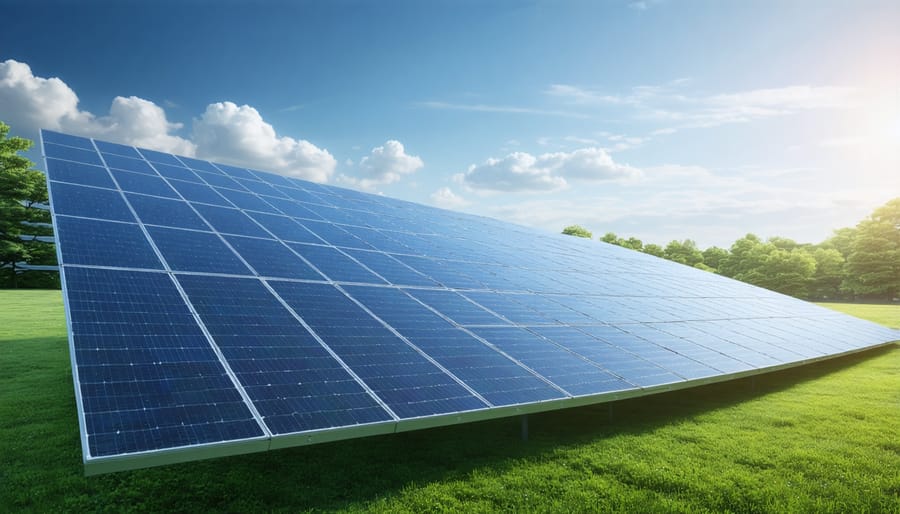 Modern data center facility powered by solar panels and sustainable energy solutions