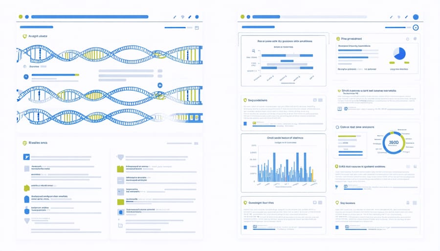 Side-by-side comparison of bioinformatics DNA analysis and health informatics patient records system