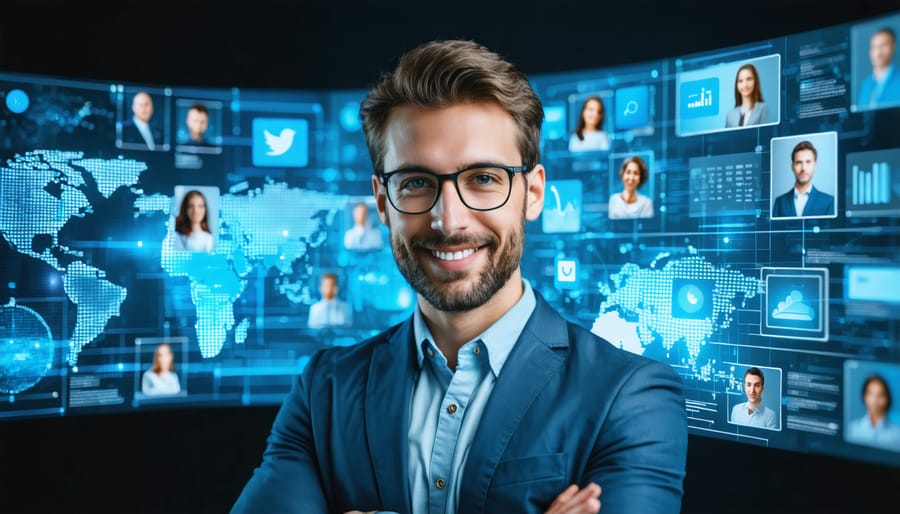 AI professional managing their digital presence across platforms