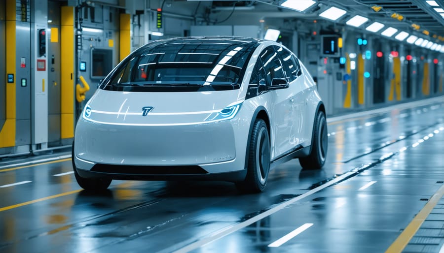 Engineers monitoring autonomous vehicle testing data in compliance with NHTSA regulations
