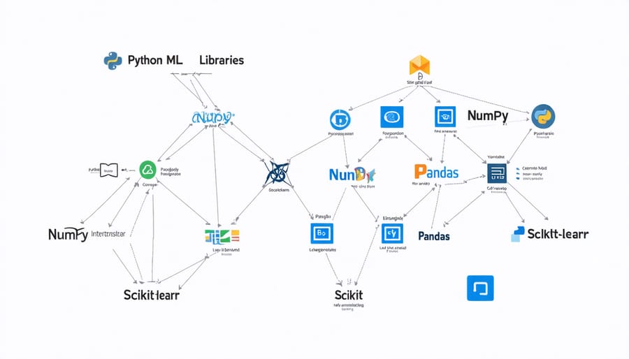 Infographic showing relationships between Python machine learning libraries