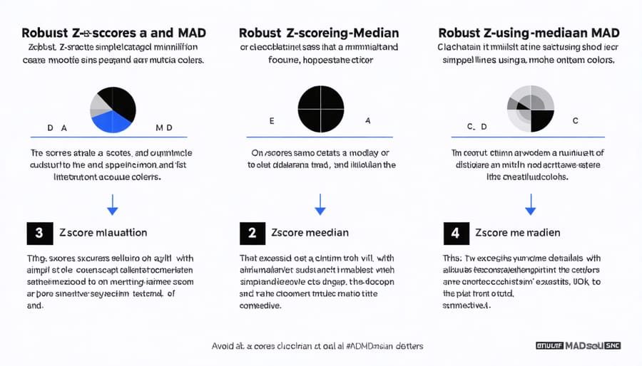 Visual diagram explaining robust z-score calculation process with mathematical formulas