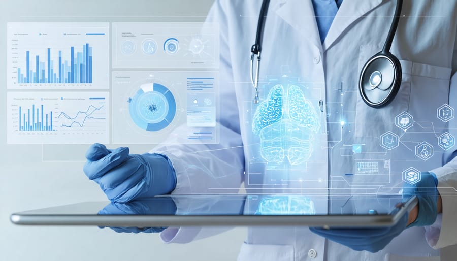 Healthcare professional using AI-powered clinical decision support system