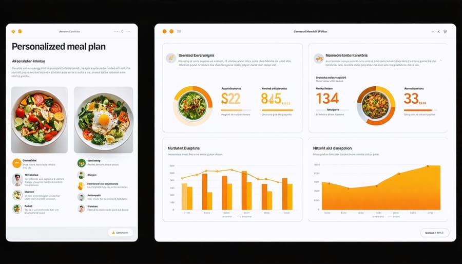 Personalized meal planning interface with AI-powered nutrition tracking and recommendations