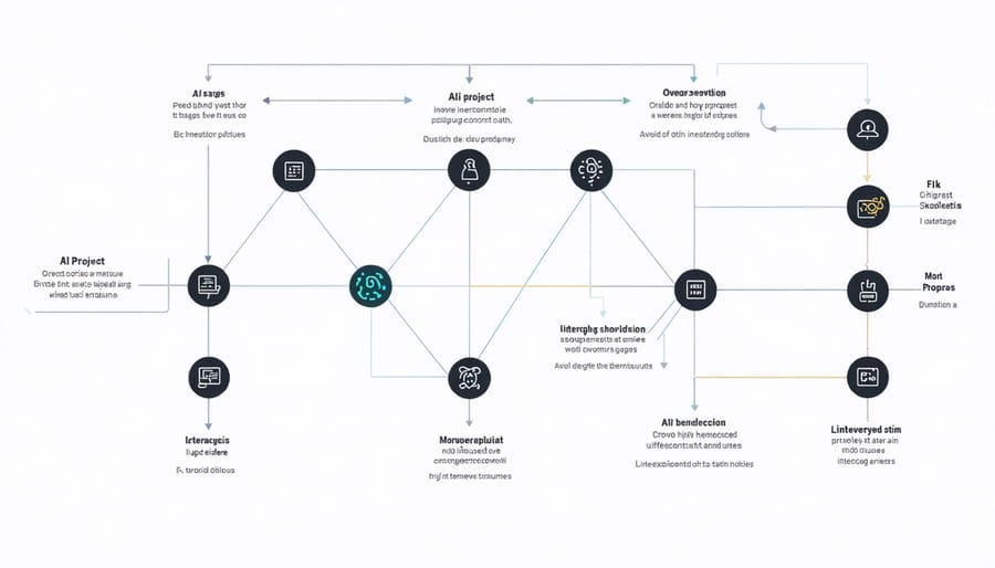 Visual representation of AI project lifecycle stages from problem definition to implementation