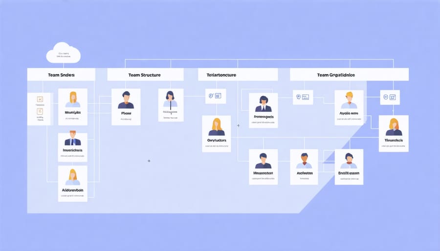 Organizational chart displaying various roles and responsibilities in an AI project team