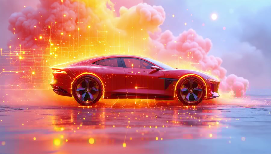 3D visualization of smart sensor placement and data flow in modern vehicle thermal management
