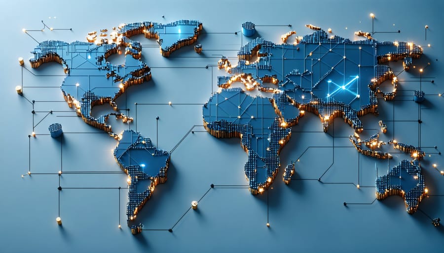 Network visualization map showing global AI innovation hubs with emphasis on emerging markets