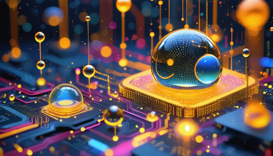 Abstract representation of quantum bits processing AI algorithms with interconnected nodes