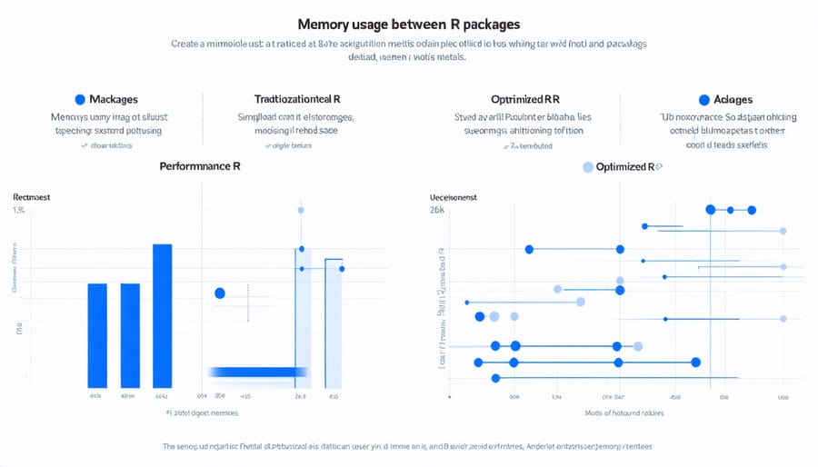 Bar chart comparing memory consumption of different R machine learning packages