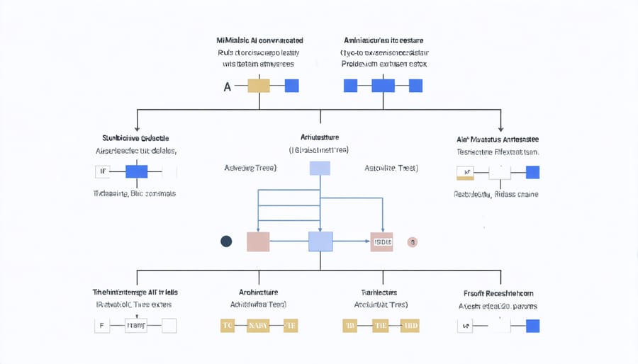 Flowchart illustrating symbolic AI architecture with decision nodes and logical rules