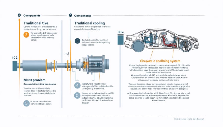 Diagram of conventional vehicle cooling system showing common failure points and inefficiencies