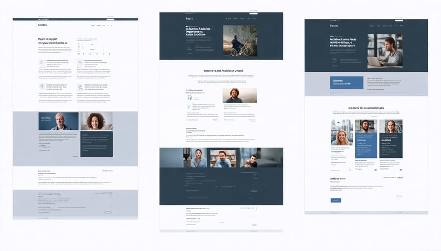 Side-by-side comparison of a website automatically adapting its interface for different accessibility requirements