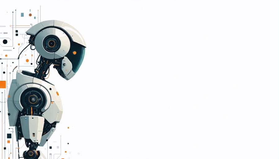 Robotic arm visible through frosted glass with dramatic lighting