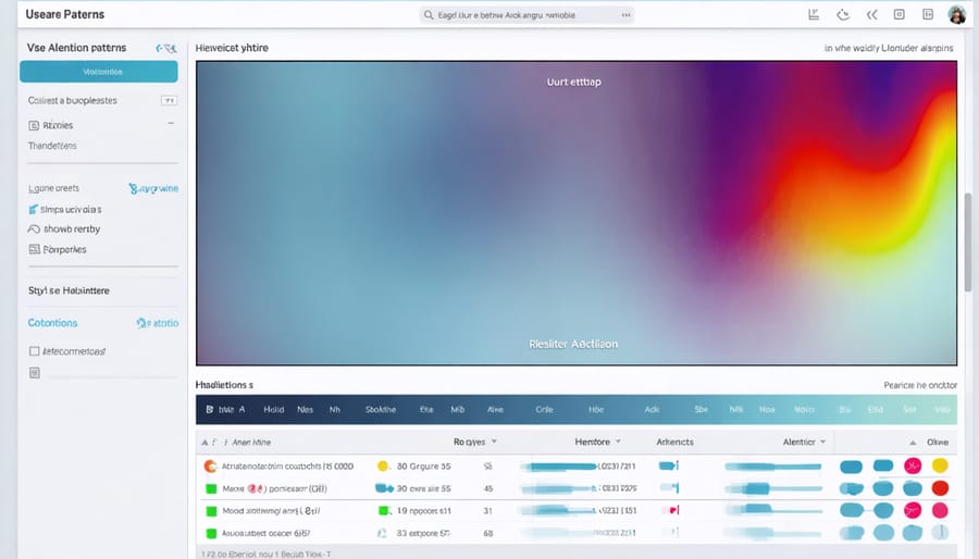 Colorful heatmap overlay displaying user attention and click patterns on a web interface