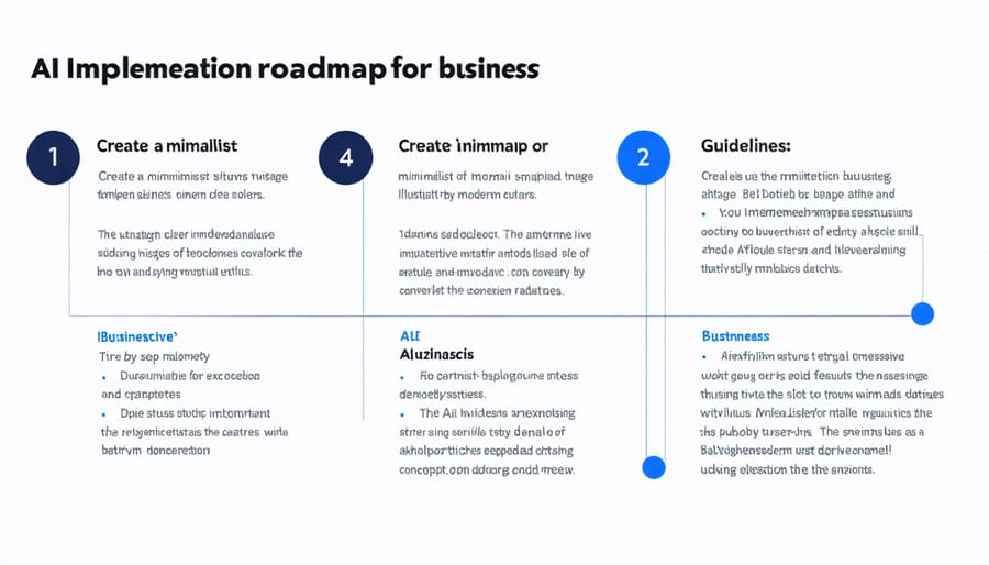 Visual roadmap of AI implementation steps from assessment to deployment