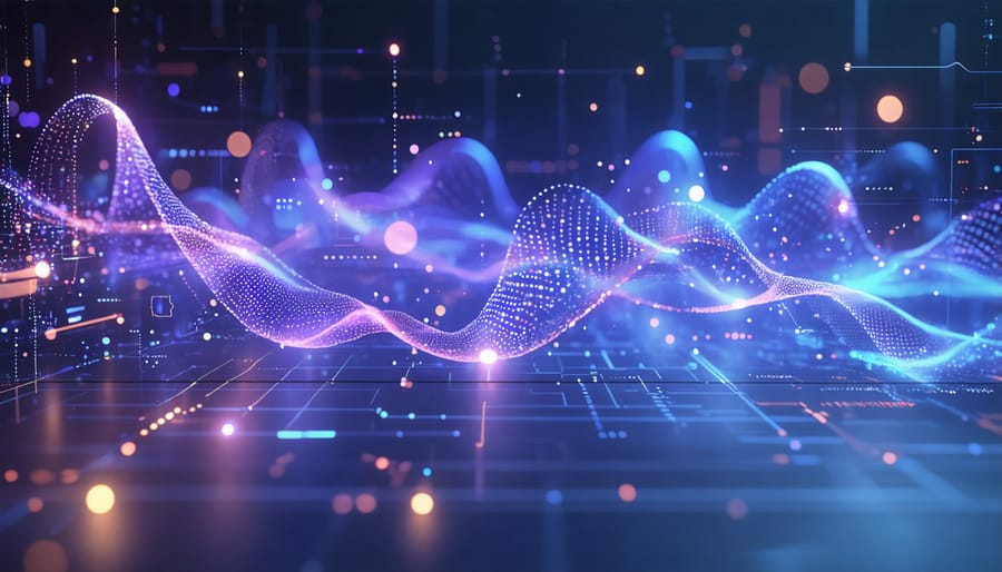 Visual representation of AI analyzing user behavior patterns through data streams