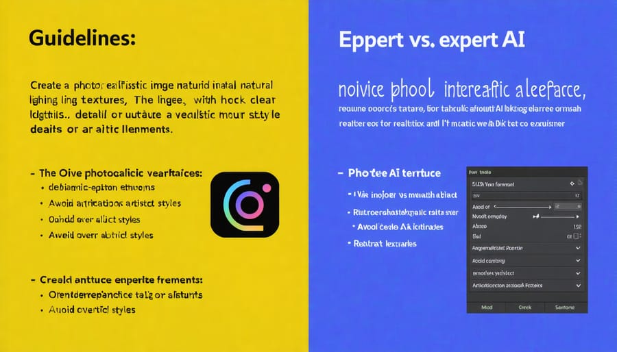 Comparison of basic and advanced AI tool interfaces highlighting key features