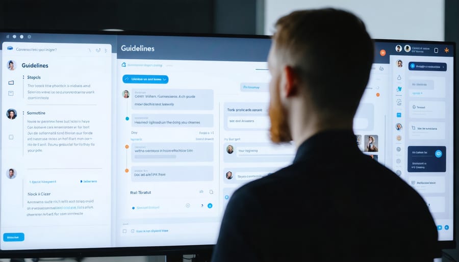 UX designer using prototyping tools to design and test a conversational AI interface