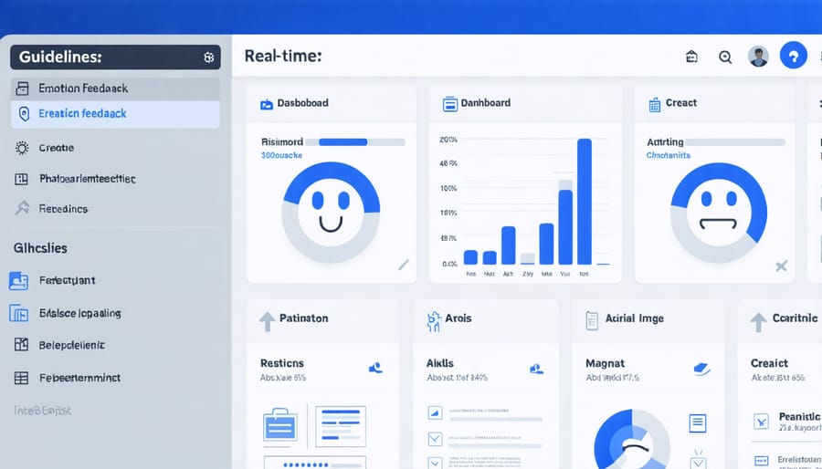 UX dashboard displaying real-time emotional response metrics with color-coded indicators