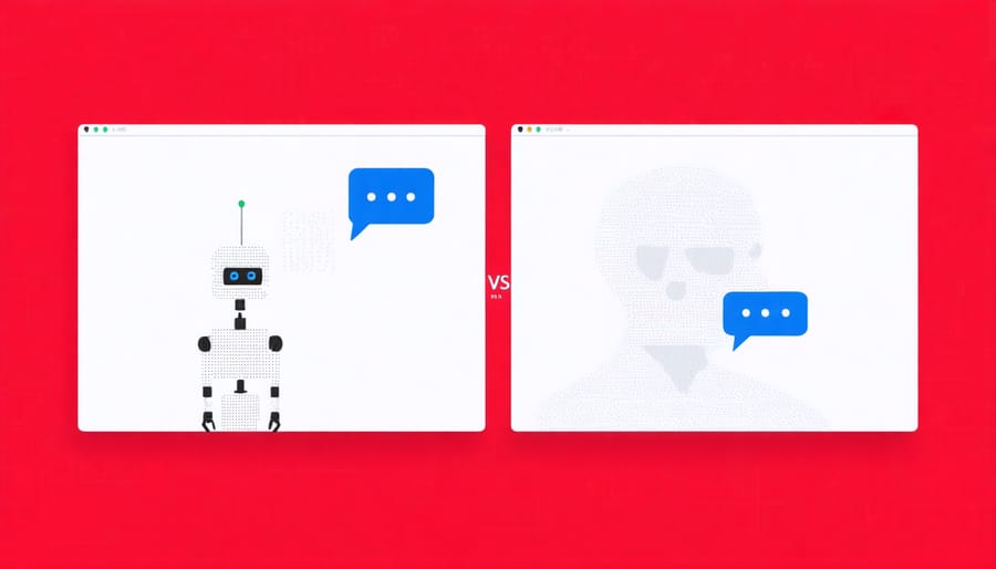 Comparison between AI chatbot interface and natural human conversation, highlighting the importance of human-like interactions