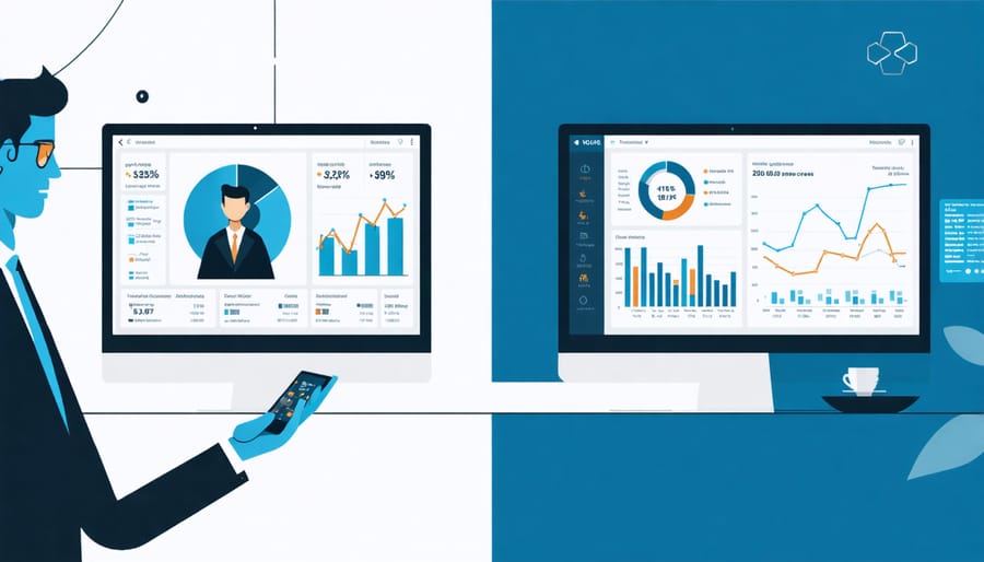 Comparison of human financial advisor and AI wealth management interface