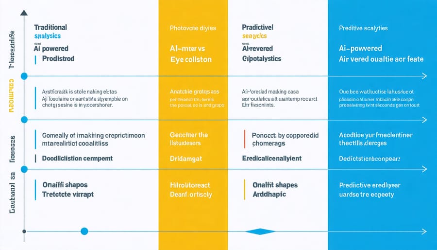 Side-by-side comparison of basic and AI-enhanced predictive analytics visualizations