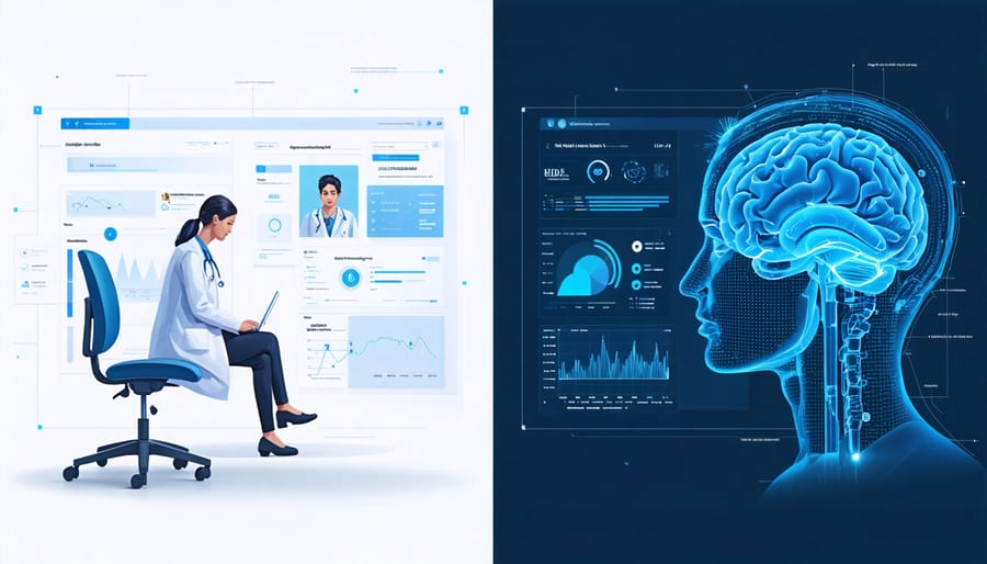 Comparison between traditional medical consultation and AI-powered healthcare decision-making