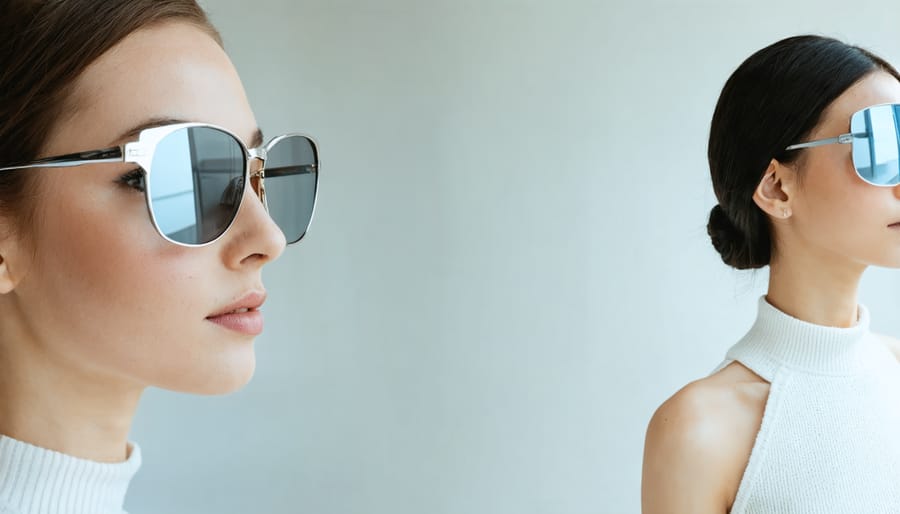 Customer using computer vision technology for virtual product try-on in retail store