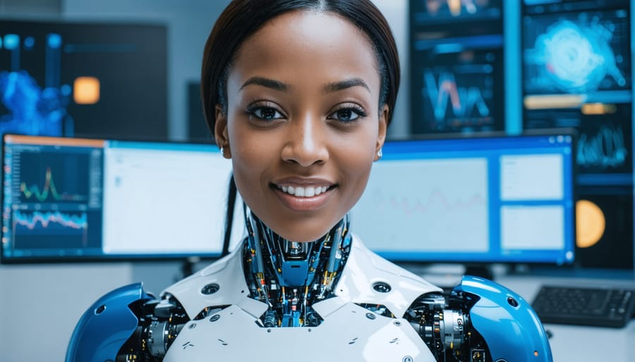 Data science team collaborating on machine learning projects in modern office environment