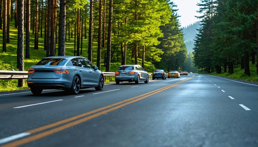 Delivery driver using digital tablet for route navigation in truck cabin