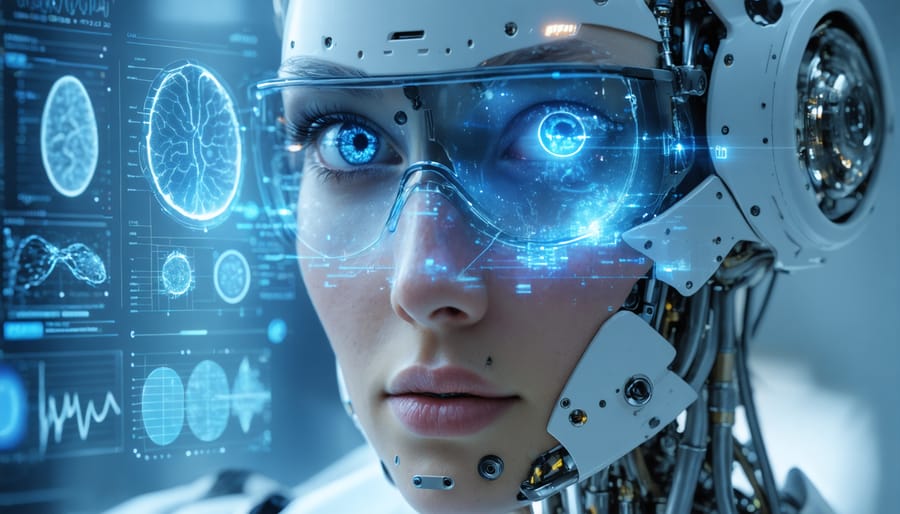 Medical professional reviewing digital diagnostic imaging in clinical setting