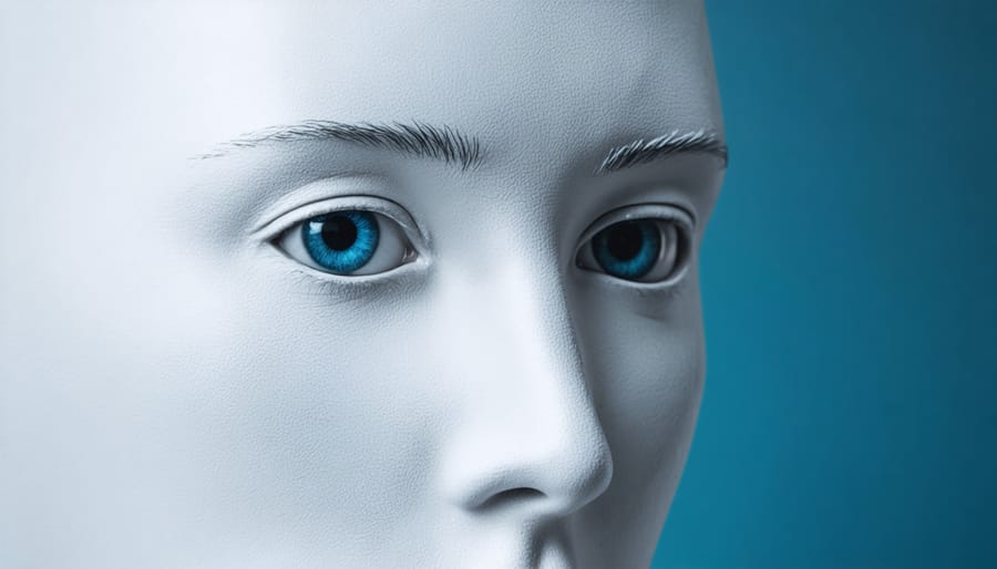 Person working on laptop with data visualizations illuminating their workspace