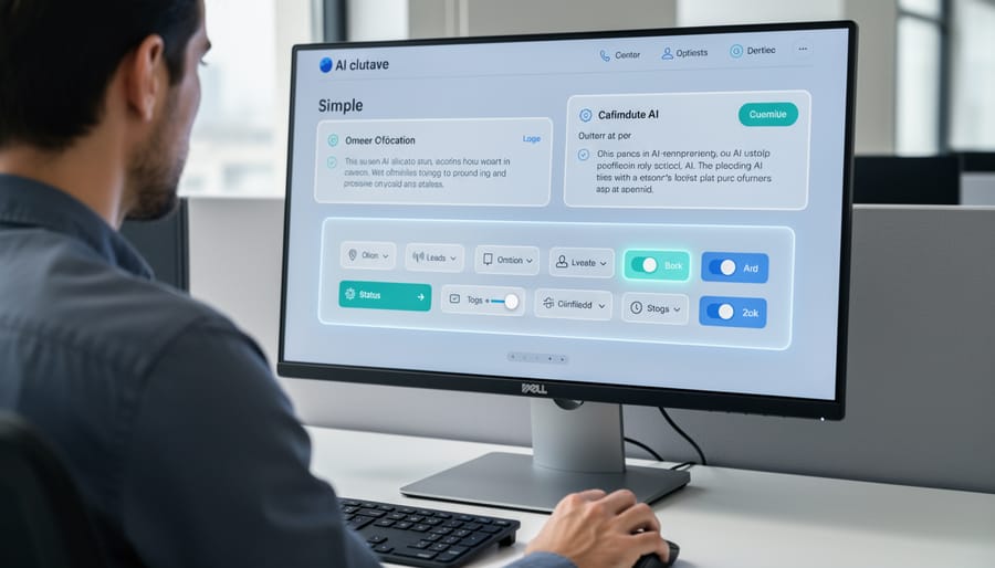 Modern user interface showing AI control dashboard with adjustment options