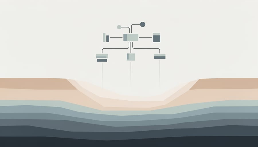 Riverbank showing distinct geological layers and sediment strata