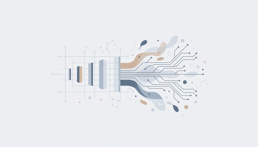 Hands arranging geometric blocks representing experimental problem-solving approaches