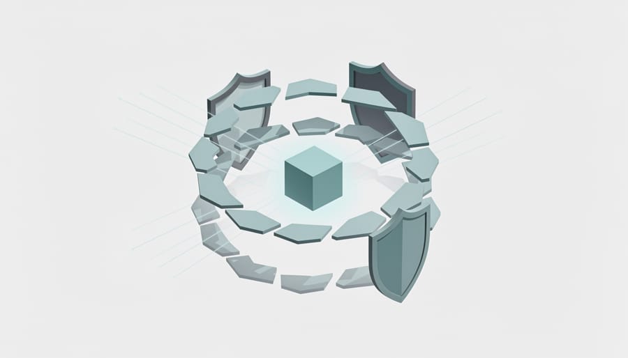 Conceptual representation of AI defense mechanisms protecting against adversarial attacks