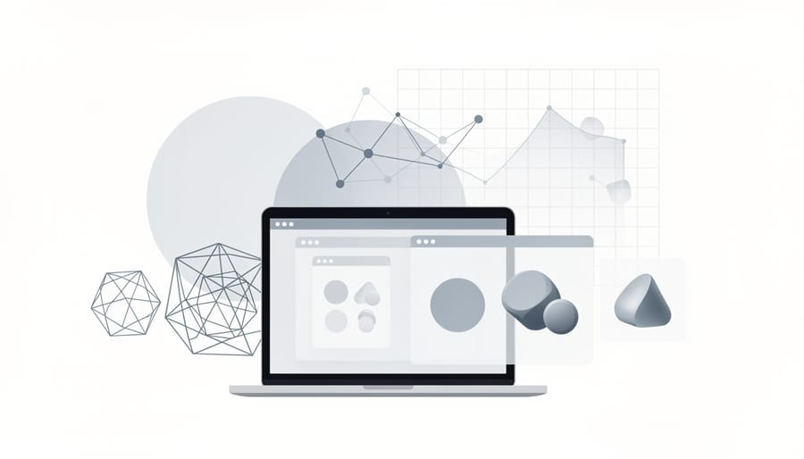 Engineer interacting with holographic 3D product prototype on digital tablet