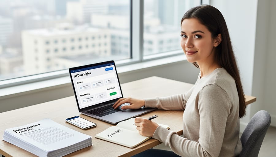 Person holding smartphone showing privacy settings and security features