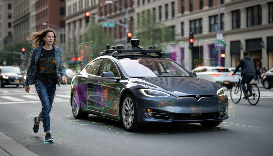Autonomous vehicle navigating urban environment showing real-world AI deployment