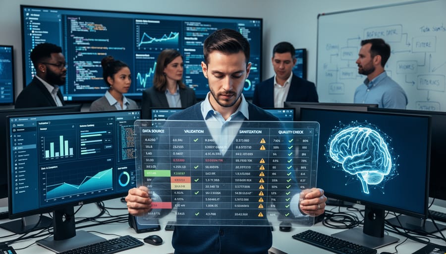 Security professional examining digital storage devices with magnifying glass in laboratory setting
