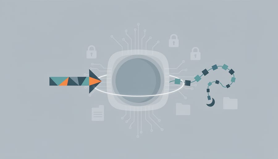 Conceptual image of document exchange between normal hand and digitally glitched hand representing data theft