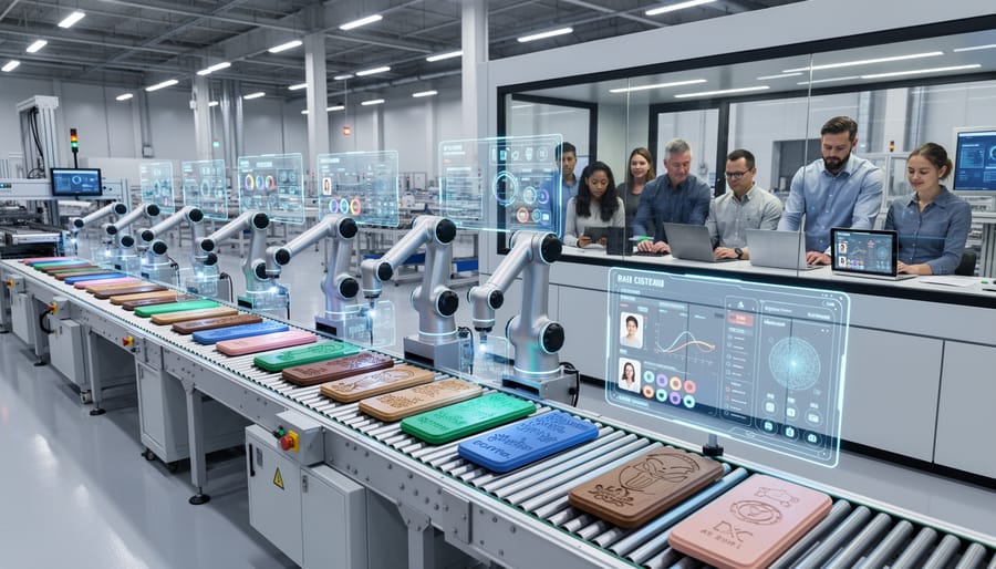 Multiple personalized product variations displayed in organized arrangement