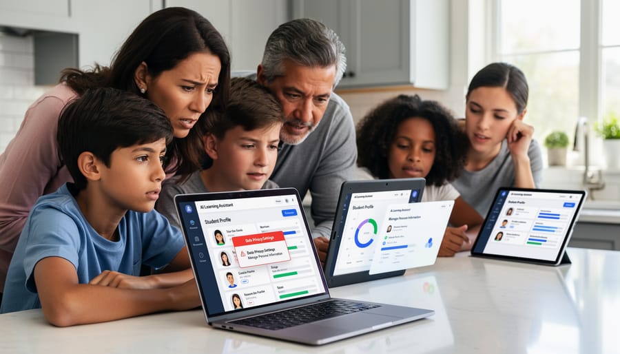 Parent and student discussing privacy concerns related to AI in education