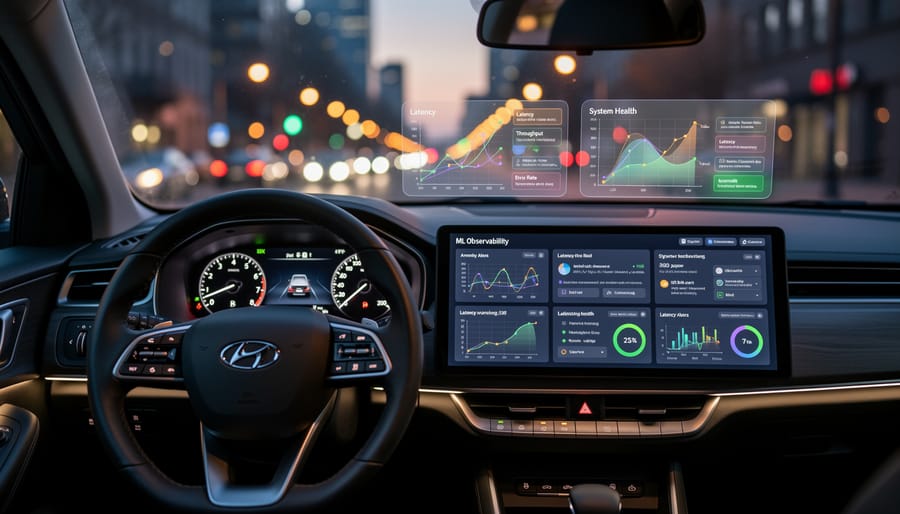 Car dashboard displaying multiple gauges and indicators