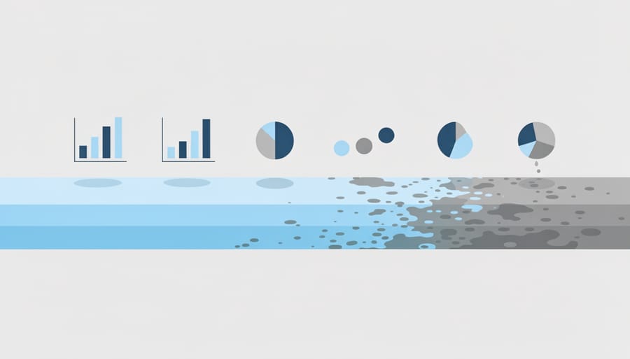 Clear stream water gradually becoming murky, illustrating gradual environmental change