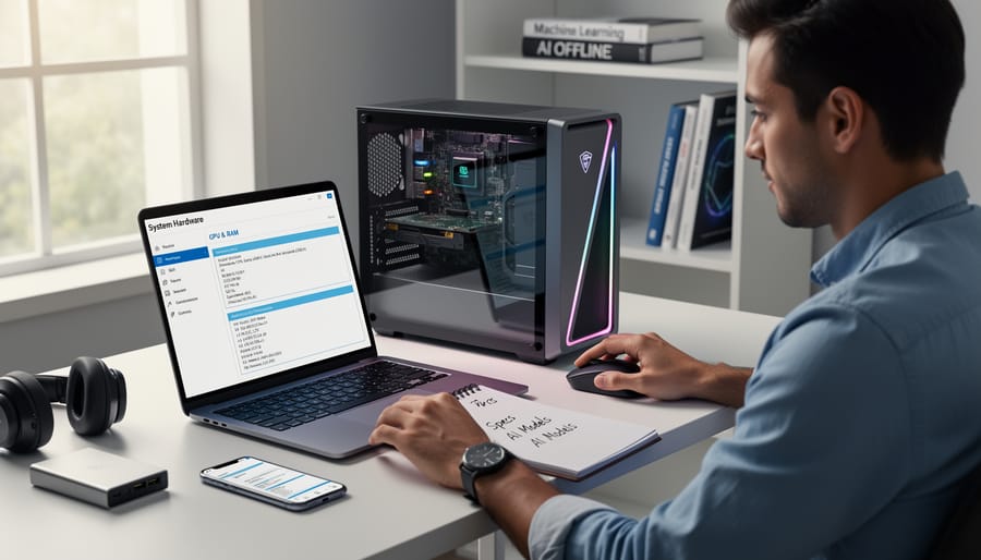 Laptop computer showing hardware components representing system requirements