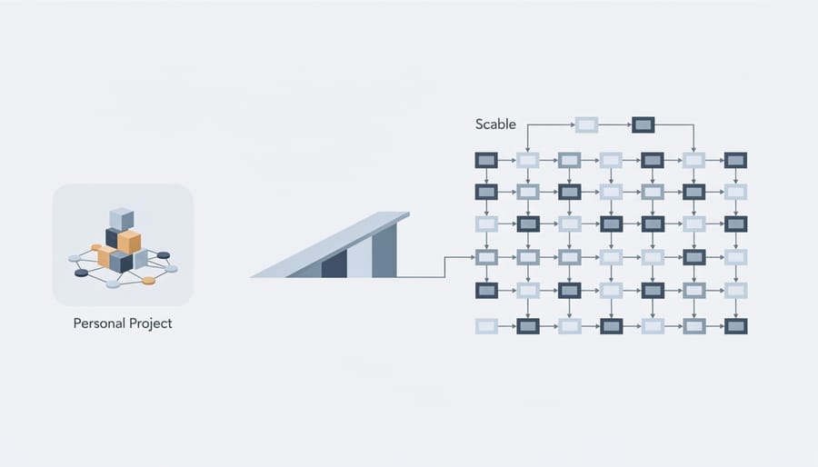 Person at crossroads between home kitchen and professional restaurant environment