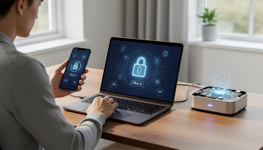 Person using smartphone in private home setting representing data privacy